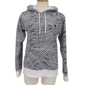 element Black and White Striped Kangaroo Pocket Pull-Over Hoodie, XS